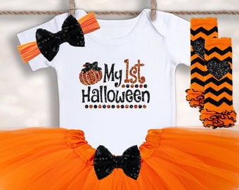 1st Halloween Outfit - My 1st Halloween Outfit - Girl Halloween Costume - Baby Costume - Pumpkin Outfit - Halloween Tutu - Newborn Halloween