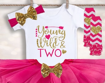 Girls 2nd Birthday Outfit - 2nd Birthday Girl Outfit - Wild and Two - Second Birthday Outfit - Girl 2nd birthday shirt - Two Birthday Outfit