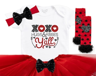 Baby Girls First Valentine's Day Tutu Outfit - Cute Valentines Day Bodysuits - Newborn 1st Valentines Day Outfit - Southern Baby Shower Gift