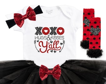 Baby Girls First Valentine's Day Tutu Outfit - Cute Valentines Day Bodysuits - Newborn 1st Valentines Day Outfit - Southern Baby Shower Gift