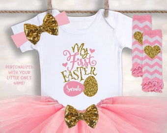 Custom My First Easter Outfit - Baby Girls Easter Outfit - Easter Photo Prop - Easter Tutu Set - Little Girl Easter - Easter Bodysuit