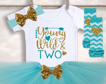 Girls Wild and TWO Outfit - Baby Girls 2nd Birthday - 2nd Birthday Tutu - 2nd Birthday Outfit - 2nd Birthday Shirt - Second Birthday Tutu