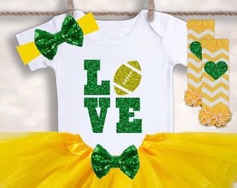 Green Bay Wisconsin Football Baby Outfit - Baby Girl Tutu Set - Football Fan Onesie® - Baby Girl Tutu - Baby Shower Gift - Cheese Head Gift