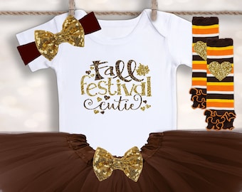 Fall Festival Cutie - Girl Fall Shirt - Fall Tutu Outfit - Thanksgiving Outfit - 1st Thanksgiving Outfit - Fall Tutu Set - Turkey Day Tutu