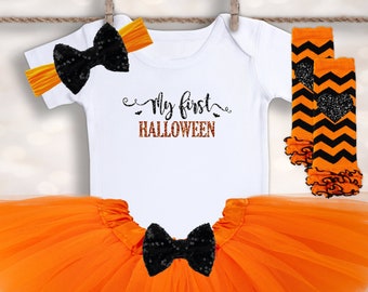 1st Halloween Onesie® - Girl Halloween Shirt - Baby Costume - My 1st Halloween Outfit - Pumpkin Outfit - Halloween Tutu - Newborn Halloween