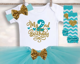 Baby Girls 2nd Birthday Tutu - 2nd Birthday Shirt - My 2nd Birthday Outfit - Tutu Baby Outfit - Cake Smash Outfit - Second Birthday Tutu