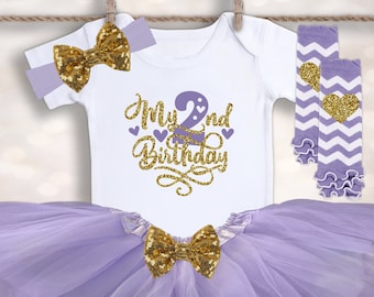 Baby Girls Birthday Tutu - My 2nd Birthday Tutu - 2nd Birthday Shirt - Tutu Baby Outfit - 2nd Birthday Outfit - Second Birthday Tutu
