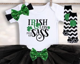 IRISH Lass Full of SASS - Baby Announcement Outfit - My First St. Patrick's Day - Baby Photo Outfit - Baby Shower Gift - New Baby Gift