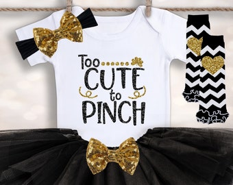 Too CUTE to Pinch Outfit - St. Patrick's Day Tutu - Baby Girls Clothes - Baby Girl's St Pattys Day - Holiday Tutu - Coming Home Outfit