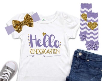 Grade School Shirt -  First Day of School - Kindergarten Outfit - Hello Kindergarten Shirt - Back to School Outfit - Girls School Shirt
