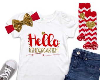 Kindergarten Tee - Hello Kindergarten Shirt - Kindergarten Shirt - Back to School Outfit - Girls School Shirt - First Day of School