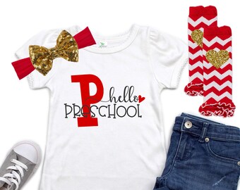 1st Day of Preschool - Preschool Outfit - Pre K Shirt for Girls - Hello Preschool Shirt - Back to School Shirt - 1st Day of Pre-K Outfit