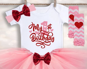 Baby Girls First Birthday - Cake Smash Outfit - 1st Birthday Girl Outfit - Girls 1st Birthday Tutu - 1st Birthday Shirt - 1st Birthday Photo