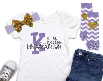 Kindergarten Shirt - Hello Kindergarten Shirt - First Day of School - Back to School Outfit - Girls School Shirt - Kindergarten Outfit