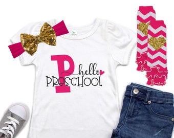 Girls Preschool Shirt - Welcome to Preschool - Hello Preschool Outfit - Back to School Outfit - 1st Day of Pre-K Outfit - First Day of Pre K