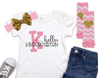 Hello Kindergarten Shirt - First Day of School - Kindergarten Outfit - Back to School Outfit - Girls School Shirt - Kindergarten Shirt