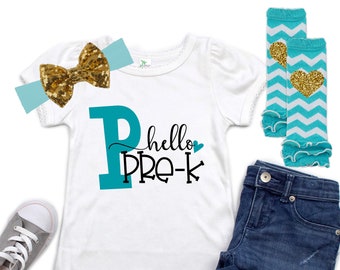 Hello Pre K Top - Preschool Outfit - Girls Pre K Outfit - 1st Day of Pre-K Outfit - First Day of Preschool - Back to School Outfit