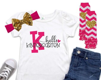Kindergarten Tee - Hello Kindergarten Shirt - Kindergarten Outfit - First Day of School - Back to School Shirt - Girls School Shirt