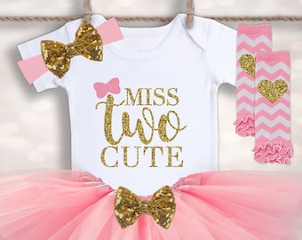 Two Birthday Outfit - TWO Cute Outfit - 2nd Birthday Outfit - Second Birthday Girl - 2nd Birthday Tutu - Cake Smash Outfit - Baby Photo Prop