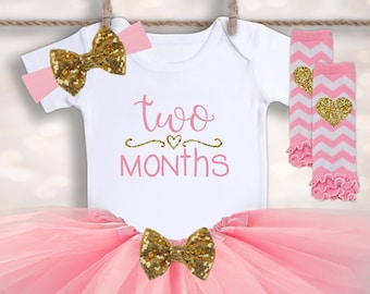 Two Month Baby Girl Outfit - Baby Shower Gift - Cute Baby Bodysuit - Milestone Bodysuit - Monthly Bodysuit - Baby Girl Romper