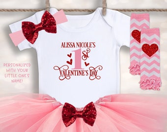 Custom Valentines Bodysuit - Valentines Outfit with Name - Baby Name Bodysuit - Newborn Valentines Outfit - Baby Girl Outfit