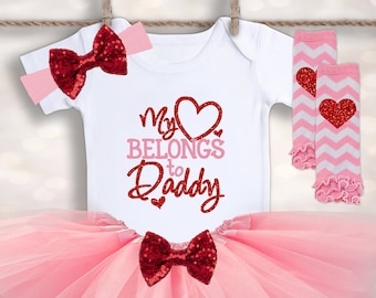 Daddy is My Valentine - Valentine's Day Tutu - Baby Girls Onesie® - My 1st Valentines - Valentine's Day Tutu Outfit - Pregnancy Reveal
