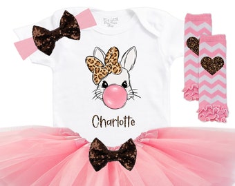 Personalized Easter Bunny Tutu Outfit - Toddler Easter Tee - Baby Girl First Easter - Girls Easter Outfit - Baby Girl Easter Onesie