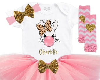 Personalized Easter Bunny Tutu Outfit - Toddler Easter Tee - Baby Girl First Easter - Girls Easter Outfit - Baby Girl Easter Onesie