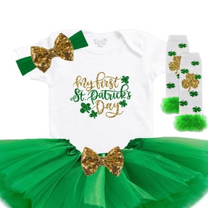 My First St. Patrick&#39;s Day - St. Patrick&#39;s Day Tutu - Baby Girl Clothes - Baby Photo Outfit - Baby Shower Gift - Coming Home Outfit
