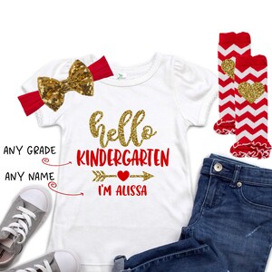 Personalized Back to School Shirt - 1st Day of School - Grade School Outfit - Girls School Shirt - First Day Outfit - Hello Kindergarten