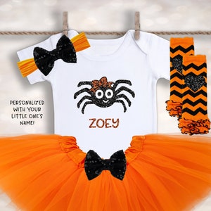 Halloween Spider Onesie® - Personalized Halloween Shirt - Halloween Tutu Outfit - Baby Girls Tee - My First Halloween - Newborn Halloween