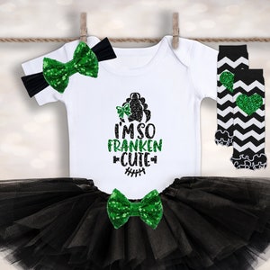 I'm So Franken Cute Onesie® - Baby Girl's Halloween Outfit - 1st Halloween Tutu Set - Girls Halloween Tee - First Halloween Newborn Top