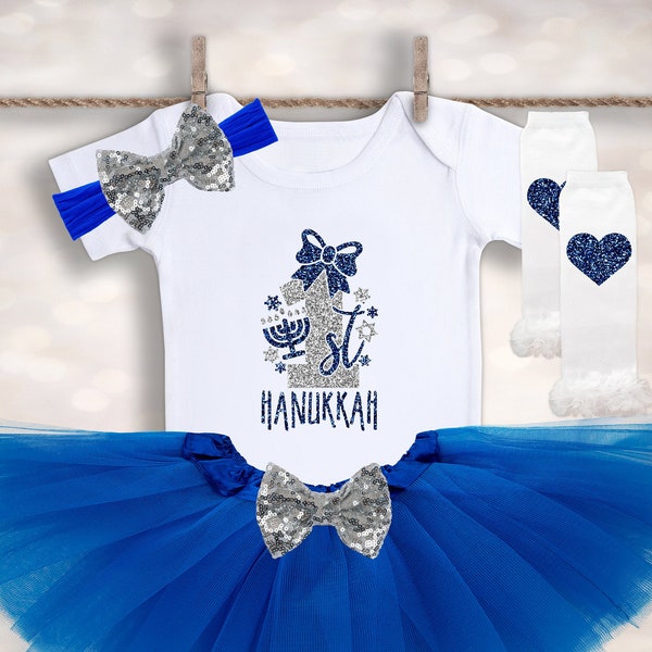Baby Girl's First Hanukkah - Baby's First Holiday Onesie® - Girls Tutu Outfit - Hanukkah Shirt - 1st Hanukkah Outfit - Girls Hanukkah Outfit