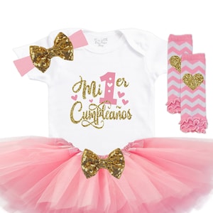 Mi Primer Cumpleanos Outfit - Baby Girl 1st Birthday - Spanish First Birthday - 1st Birthday Bodysuit - Cake Smash Set - Ropa de Baby