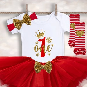Christmas Baby Tutu - Baby Girls First Christmas Outfit - My 1st Birthday - Christmas Tutu Outfit - Holiday Tutu Set - 1st Christmas Tutu