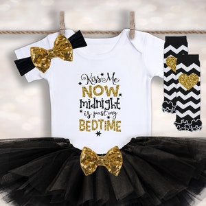 Kiss Me Now Outfit -  Baby&#39;s 1st New Years Onesie, Baby Girls New Year&#39;s Eve Outfit, Baby&#39;s First New Years, 2022 New Year&#39;s Shirt