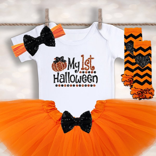1st Halloween Outfit - My 1st Halloween Outfit - Girl Halloween Costume - Baby Costume - Pumpkin Outfit - Halloween Tutu - Newborn Halloween