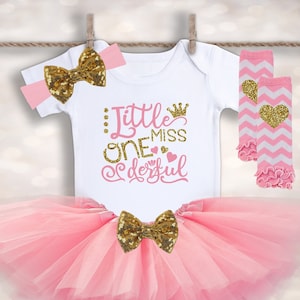 Little Miss ONE derful - First Birthday Outfit - 1st Birthday Girl Outfit - Cake Smash Outfit - First Birthday Tutu - Birthday Girl Outfit
