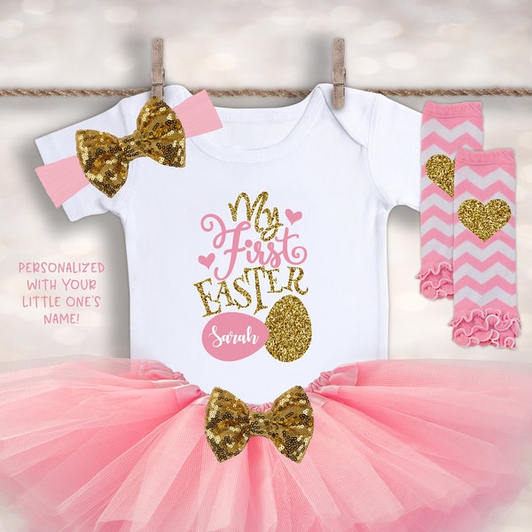 Custom My First Easter Outfit - Baby Girls Easter Outfit - Easter Photo Prop - Easter Tutu Set - Little Girl Easter - Easter Bodysuit