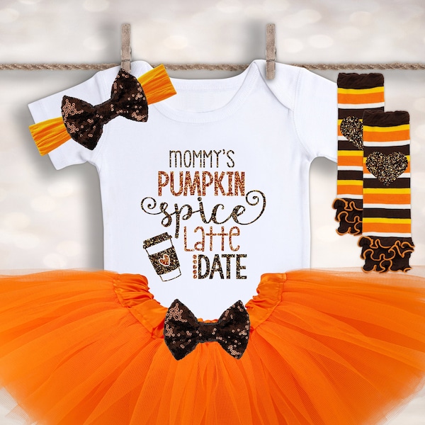 Mommys Pumpkin Spice Latte - Baby Girls Fall Outfit - Baby Thanksgiving Outfit - Newborn Photo Prop - Tutu Baby Outfit - Girls Autumn Outfit