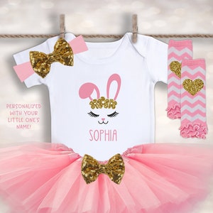Personalized Bunny Tutu - Easter Bunny Outfit - Baby Girl&#39;s 1st Easter - Tutu Easter Outfit - Newborn Easter Outfit - Easter Bodysuit