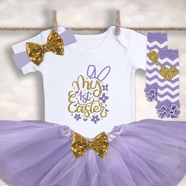 Baby Girls First Easter Tutu - My 1st Easter Outfit - Easter Tutu Set - Easter Bodysuit - Tutu Easter Bunny Outfit - Easter Photo Outfit