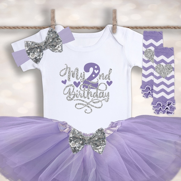 My Second Birthday Outfit - Cake Smash Outfit - Purple Silver Birthday - 2nd Birthday Tutu - Second Birthday Girl - Birthday T Shirt