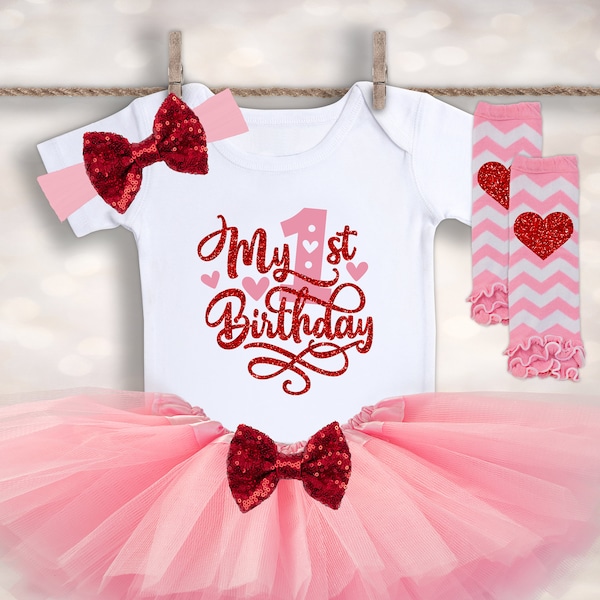 Baby Girls First Birthday - Cake Smash Outfit - 1st Birthday Girl Outfit - Girls 1st Birthday Tutu - 1st Birthday Shirt - 1st Birthday Photo