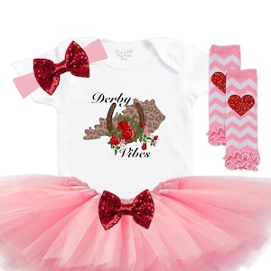 Baby Girls Kentucky Derby Outfit - Derby Party Shirt - Toddler Horse Tee - Cute Derby Gifts - Baby Shower Gift - Derby Onesie - Tutu Outfit