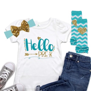 1st Day of Pre-K Outfit - First Day of Preschool - Girls Pre K Outfit - Back to School Outfit - Preschool Outfit - Hello Pre-K Shirt