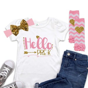 Pre K T Shirt - Back to School Outfit - First Day of Preschool - Hello Pre-K Shirt - Girls Pre K Outfit - 1st Day of Pre-K Outfit