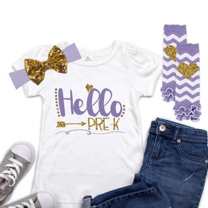 Back to School Tee - Preschool Outfit - Hello Pre-K Shirt - Girls Pre K Outfit - 1st Day of Pre-K Outfit - First Day of Preschool