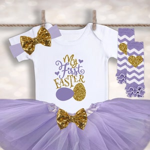 Baby Girls My 1st Easter Outfit - Babys First Easter - Tutu Easter Outfit - Easter Photo Outfit - Easter Tutu Set - Easter Bodysuit