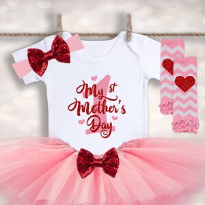 Mother&#39;s Day Bodysuit - Baby Girl Tutu Outfit - My First Mother&#39;s Day - 1st Mother&#39;s Day Outfit - Gift from Baby - My 1st Holiday